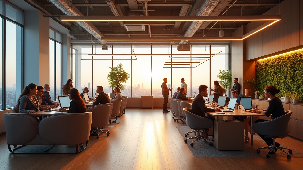 Modern office environment designed for collaboration